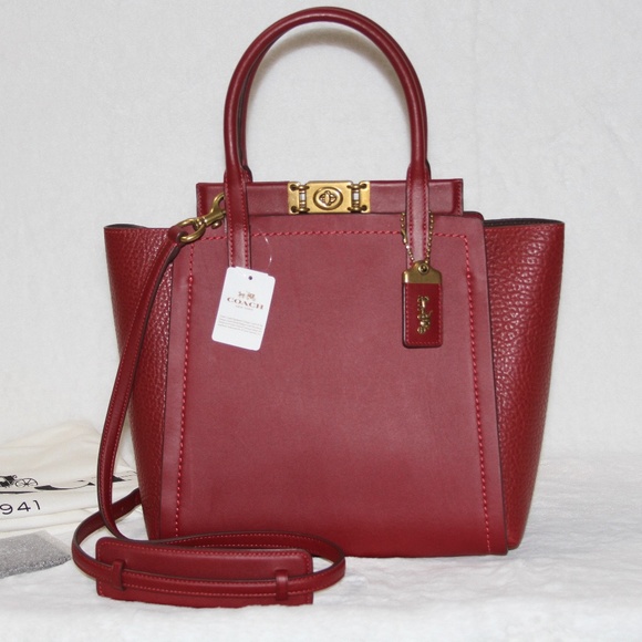 Coach Troupe Tote Deep Red Leather Purse Handbag - Picture 2 of 7